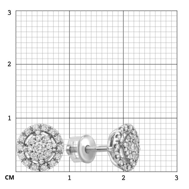 Серьги пусеты из белого золота с бриллиантами (047431)