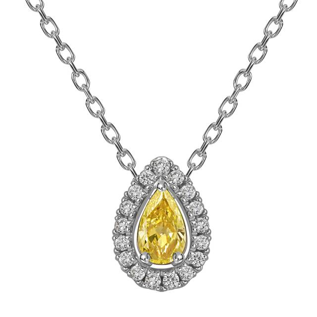 Колье из белого золота с бриллиантами и жёлтым сапфиром (059204)