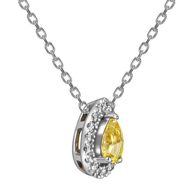 Колье из белого золота с бриллиантами и жёлтым сапфиром (059204)