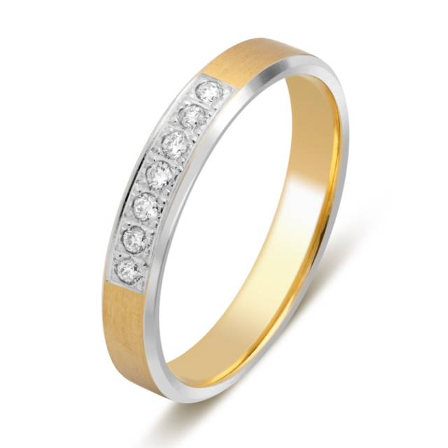 Обручальное кольцо из комбинированного золота с бриллиантами (028791)