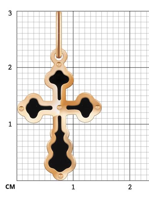 Кулон крест из красного золота с исскуственной вставкой (010818)
