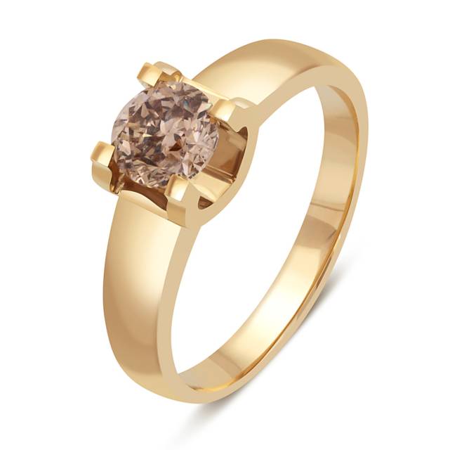Помолвочное кольцо из красного золота с коньячным бриллиантом  (049026)