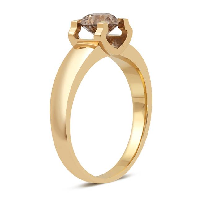 Помолвочное кольцо из красного золота с коньячным бриллиантом  (049026)