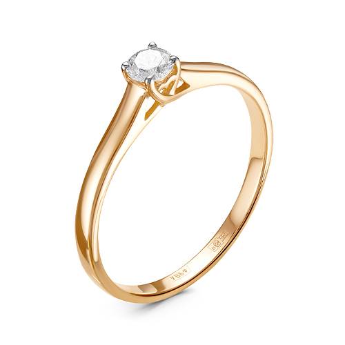 Помолвочное кольцо из красного золота с бриллиантом (043836)