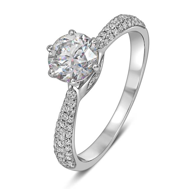 Помолвочное кольцо из белого золота с бриллиантами (049706)