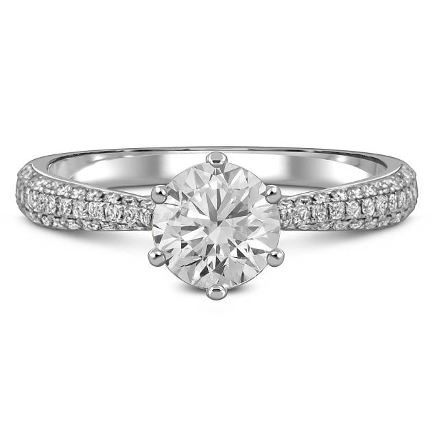 Помолвочное кольцо из белого золота с бриллиантами (049706)