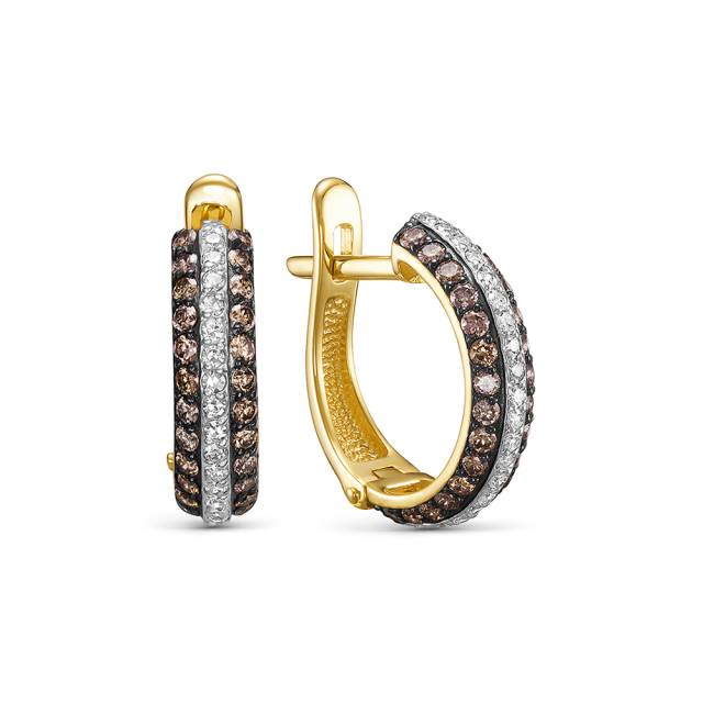 Серьги из жёлтого золота бриллиантами (064296)
