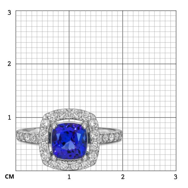 Кольцо из белого золота с бриллиантами и танзанитом (055647)
