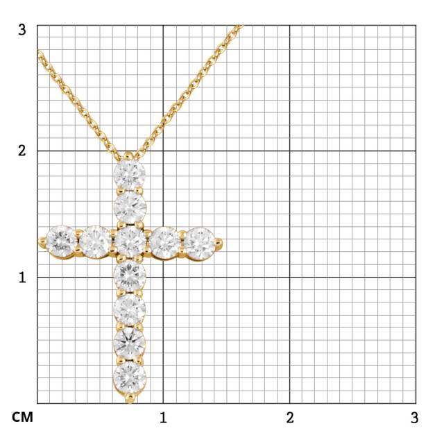 Колье крест из жёлтого золота с бриллиантами (048892)