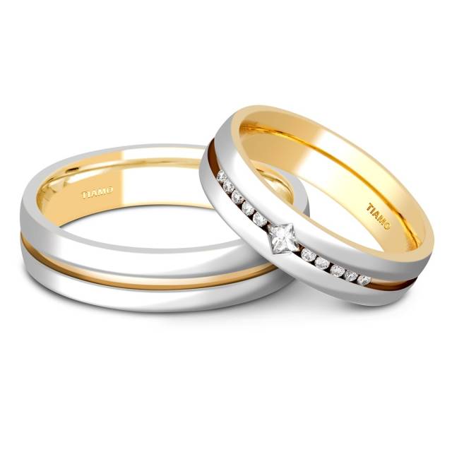 Обручальное кольцо из комбинированного золота с бриллиантами TIAMO (000662)