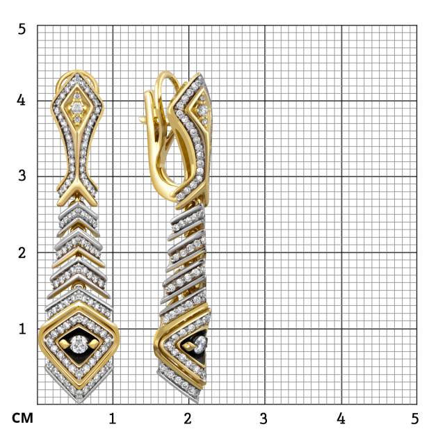 Серьги из комбинированного золота с бриллиантами (047709)