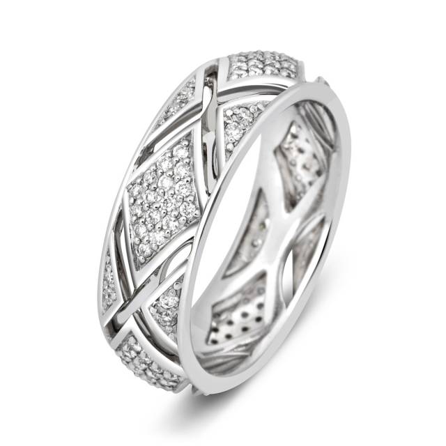 Обручальное кольцо из белого золота с бриллиантами (005265)