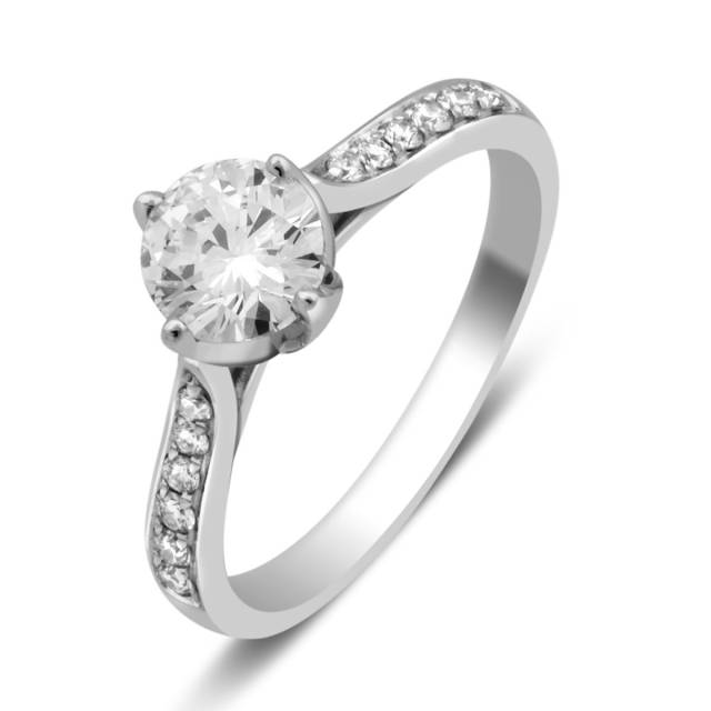 Помолвочное  кольцо из белого золота с бриллиантами (040605)