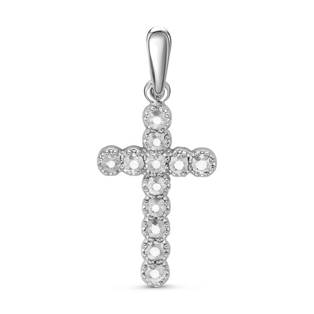 Кулон крест из белого золота с бриллиантами (049951)