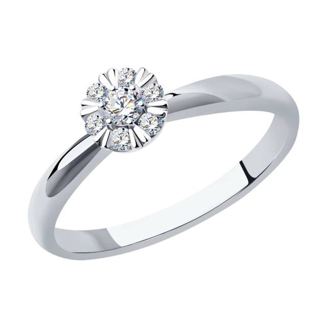Помолвочное кольцо из белого золота с бриллиантами (046775)