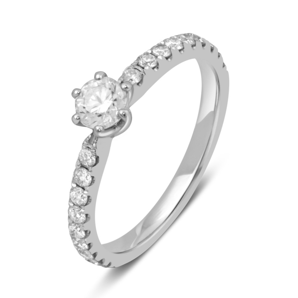 Помолвочное кольцо из белого золота с бриллиантами (038094)