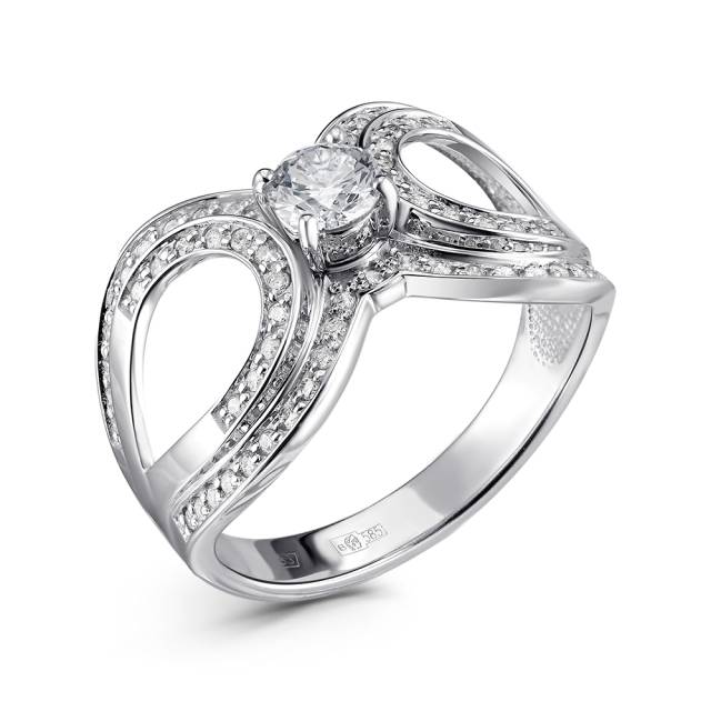 Помолвочное кольцо из белого золота с бриллиантами (055767)
