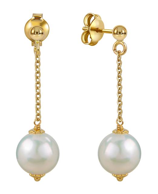Серьги из жёлтого золота с жёмчугом (057900)