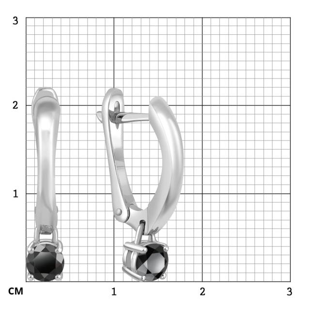 Серьги из белого золота с чёрными бриллиантами (049677)