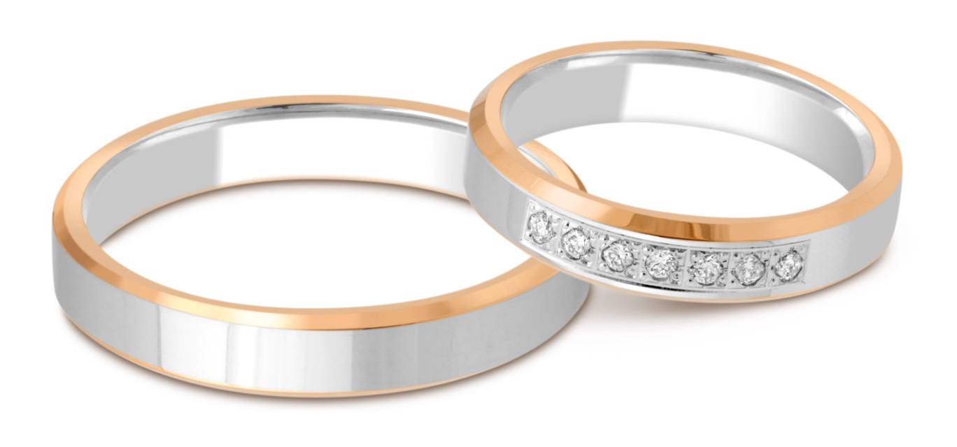 Обручальное кольцо из комбинированного золота с бриллиантами (028797)