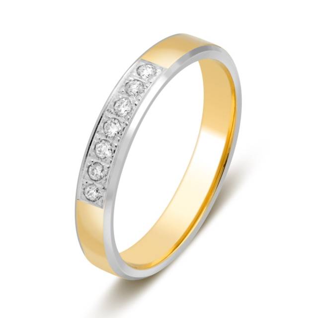 Обручальное кольцо из комбинированного золота с бриллиантами (028790)