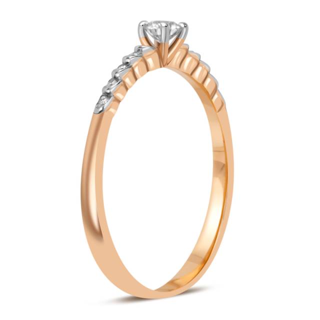 Помолвочное кольцо из красного золота с бриллиантами (039848)