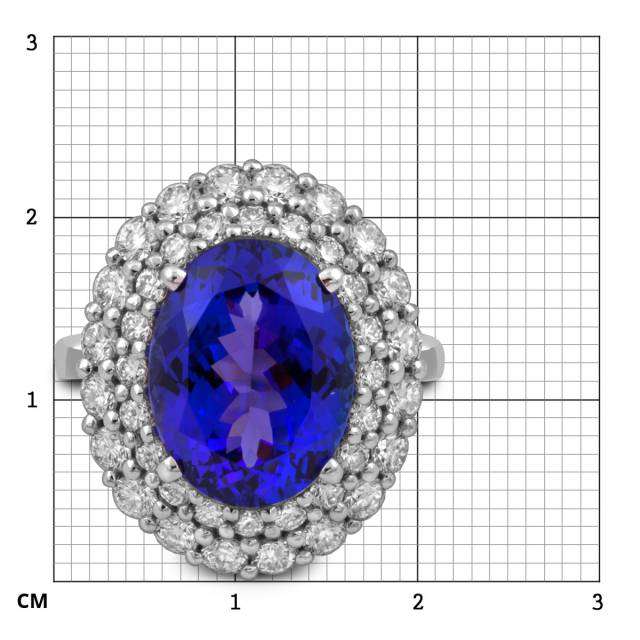 Кольцо из белого золота с бриллиантами и танзанитом (054096)