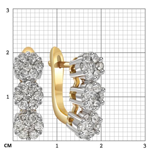 Серьги из жёлтого золота с бриллиантами (052364)