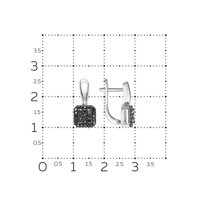 Серьги из белого золота с чёрными бриллиантами (055227)