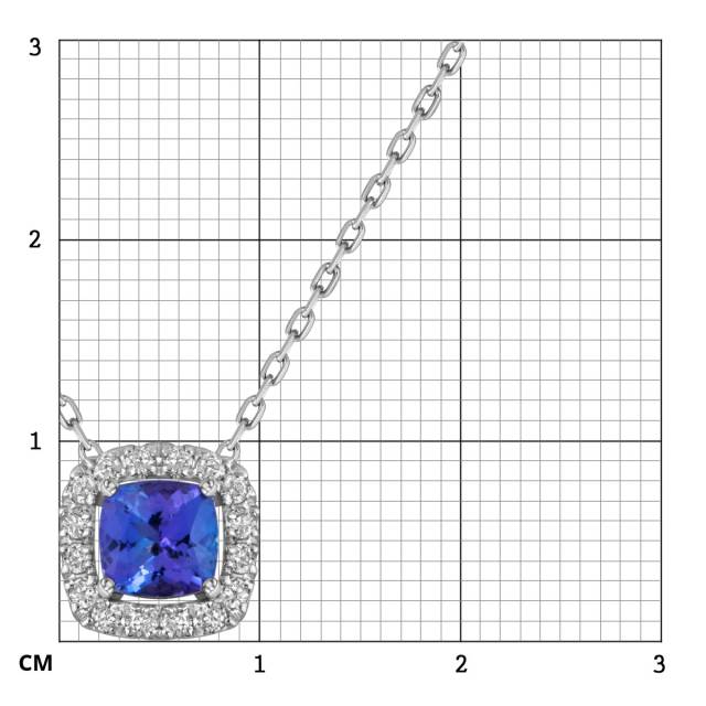 Колье из белого золота с бриллиантами и танзанитом (055649)