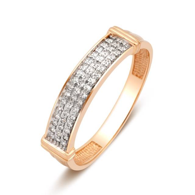 Кольцо из красного золота с бриллиантами (024041)