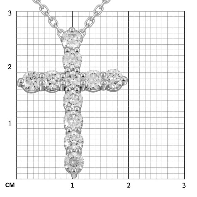 Колье крест из белого золота с бриллиантами (046607)