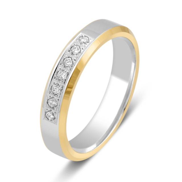 Обручальное кольцо из комбинированного золота с бриллиантами (028793)