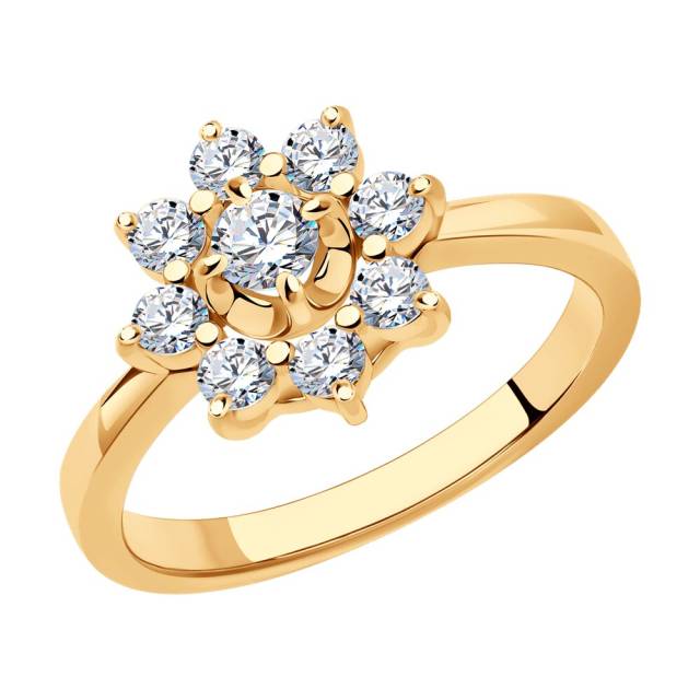 Кольцо из красного золота с бриллиантами (052865)