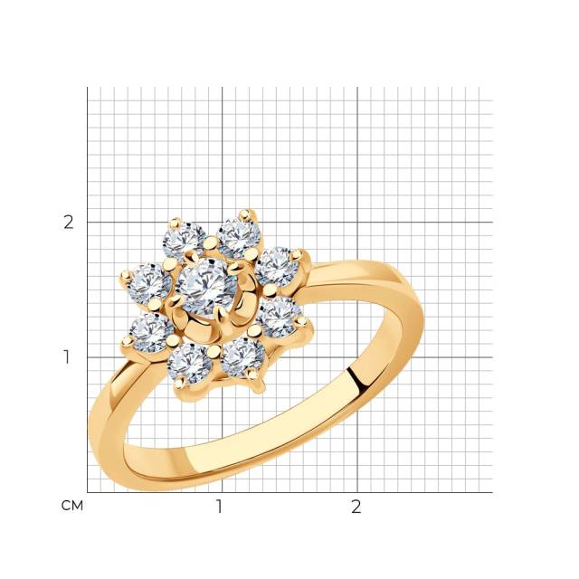 Кольцо из красного золота с бриллиантами (052865)