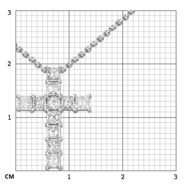 Колье крест из белого золота с бриллиантами (048798)