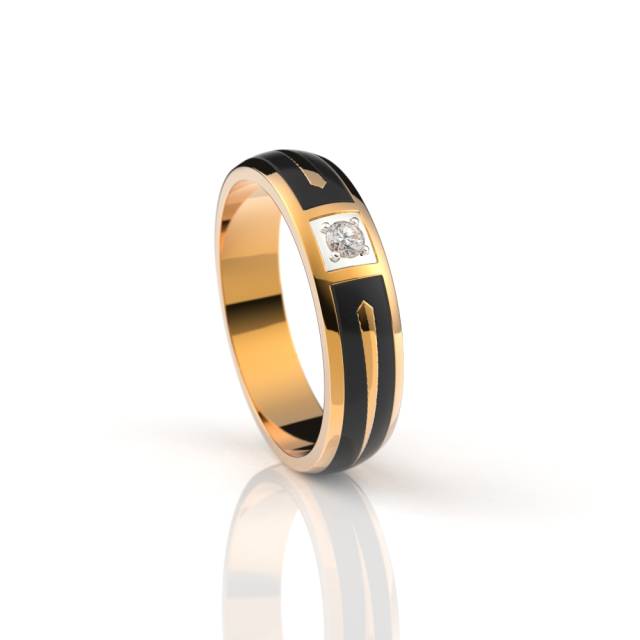 Обручальное кольцо из красного золота с бриллиантом и эмалью (038592)