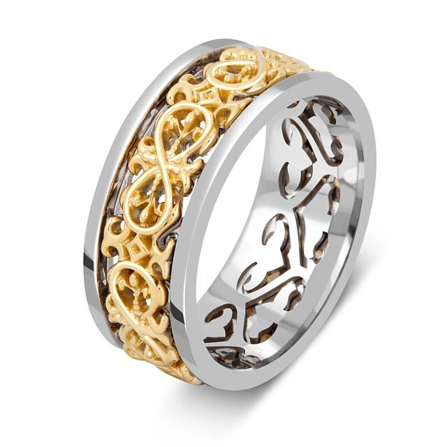 Обручальное кольцо из комбинированного золота "Бесконечность" (049278)