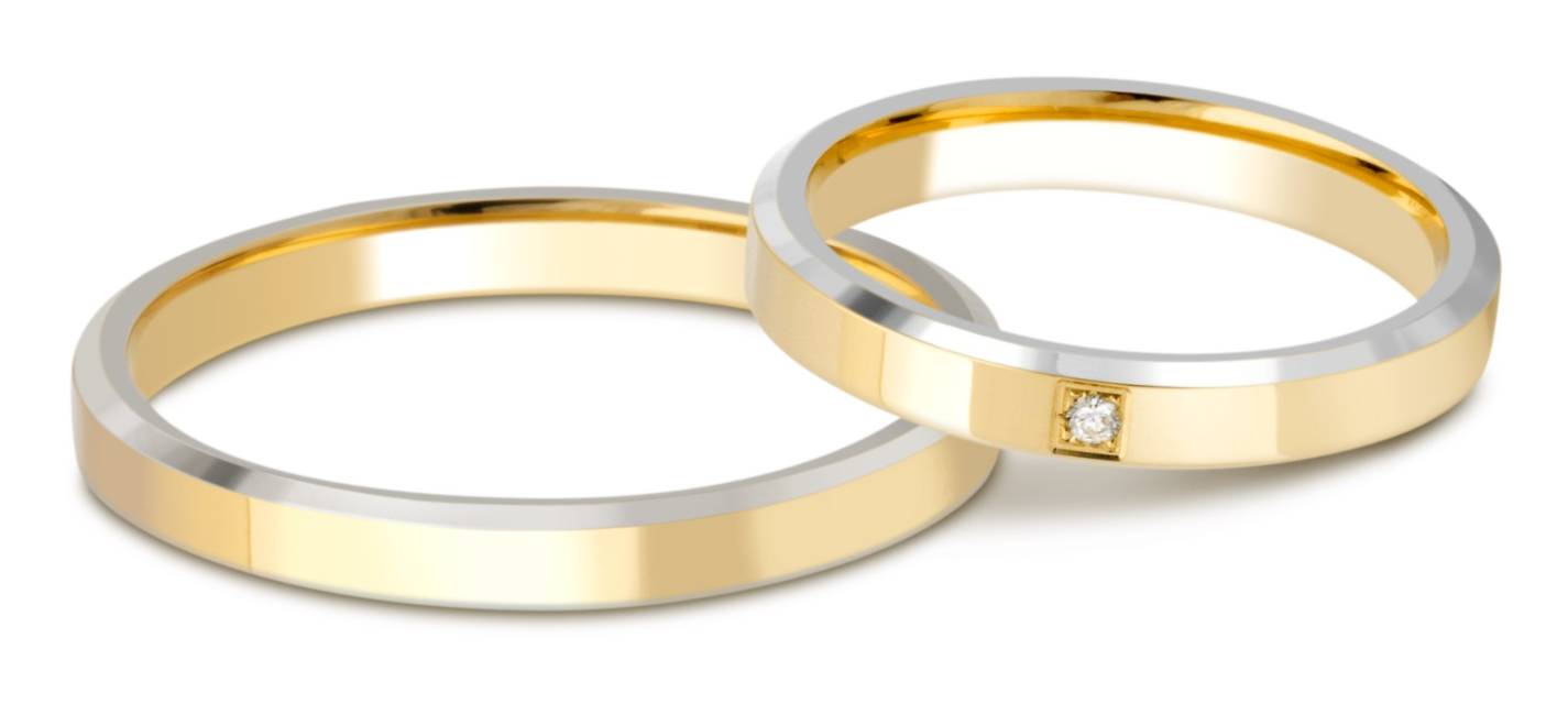 Обручальное кольцо из комбинированного золота с бриллиантом (028726)