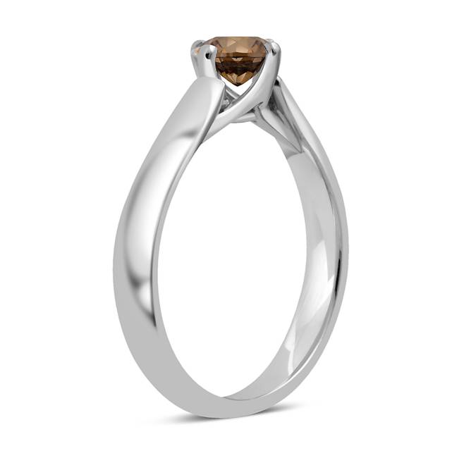 Помолвочное кольцо из белого золота с коньячным бриллиантом (049321)