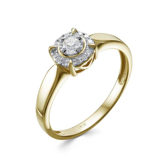 Помолвочное кольцо из жёлтого золота с бриллиантами (054766)