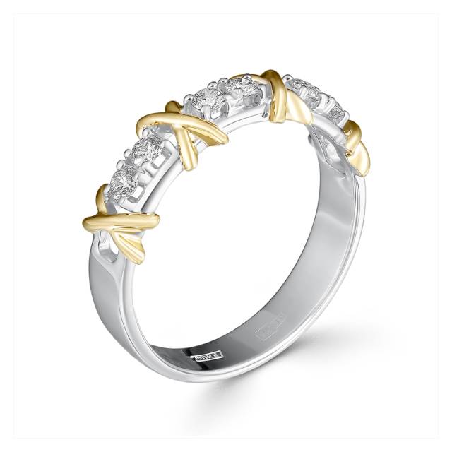 Кольцо из комбинированного золота с бриллиантами (056169)