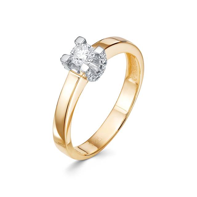 Помолвочное кольцо из комбинированного золота с бриллиантами (047508)