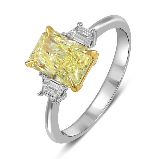 Кольцо из белого золота с жёлтым бриллиантом (063054)