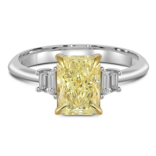 Кольцо из белого золота с жёлтым бриллиантом (063054)