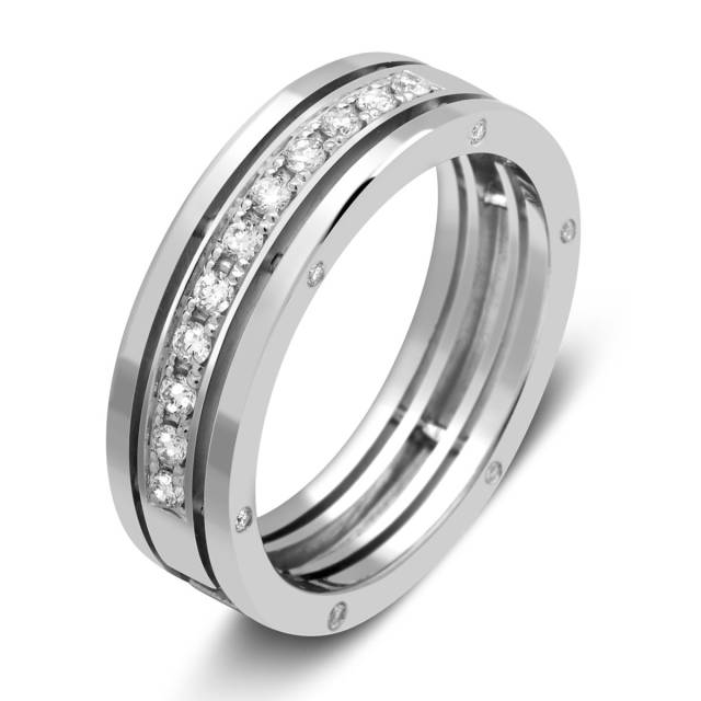 Обручальное кольцо из белого золота с бриллиантами (026098)