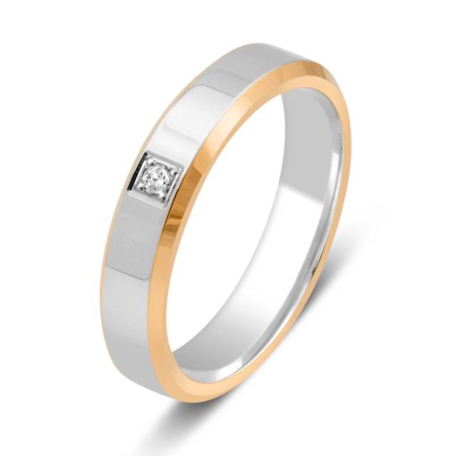 Обручальное кольцо из комбинированного золота с бриллиантом (028795)