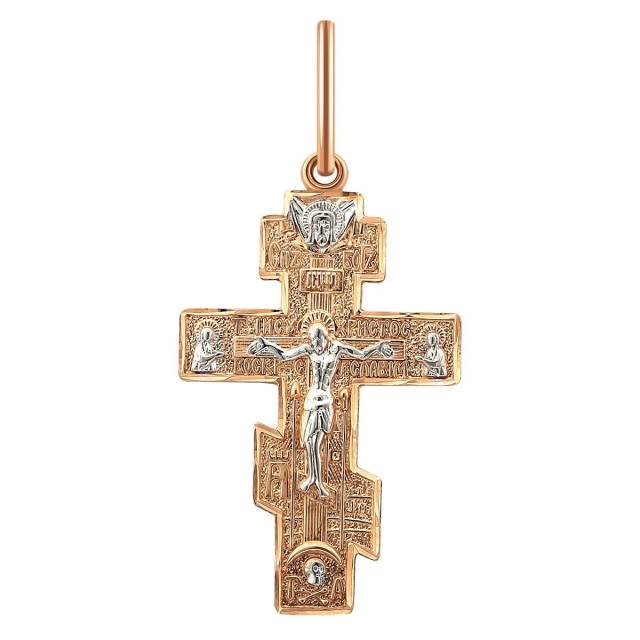 Кулон крест из комбинированного золота (005390)