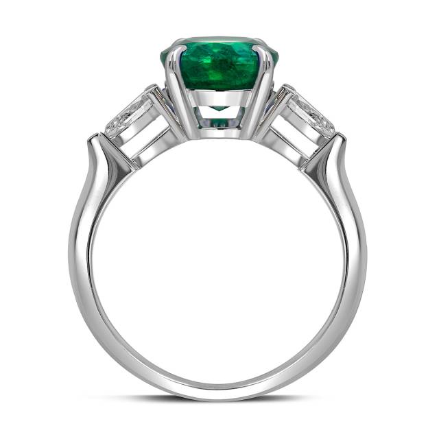 Кольцо из белого золота с бриллиантами и изумрудом (063506)