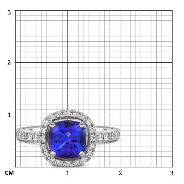 Кольцо из белого золота с бриллиантами и танзанитом (050563)